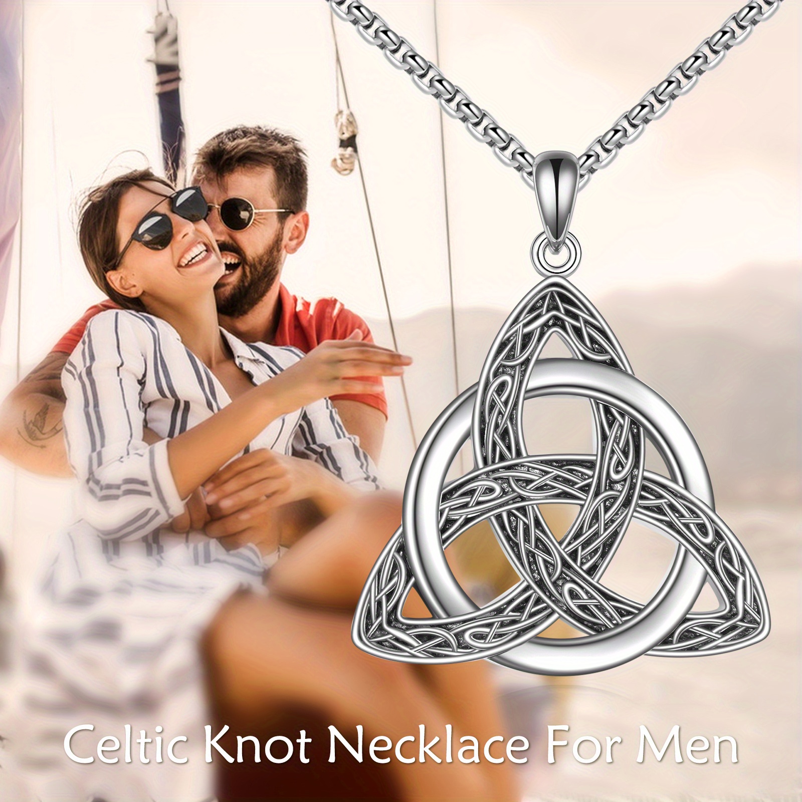 YAFEINI Celtic Triquetra Necklace, 925 Sterling Silver